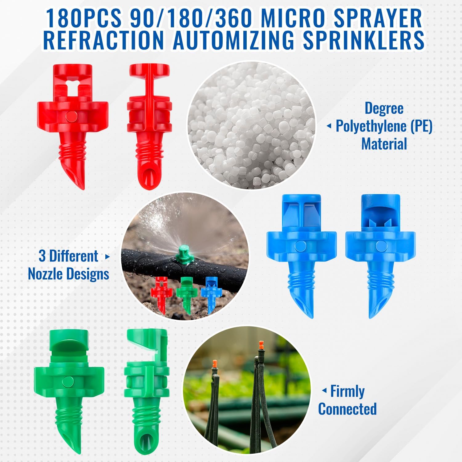 ZMLTLMG 180-degree green sprinkler head for mid-range coverage in beds.