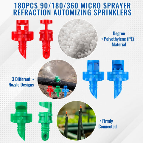 ZMLTLMG 180-degree green sprinkler head for mid-range coverage in beds.