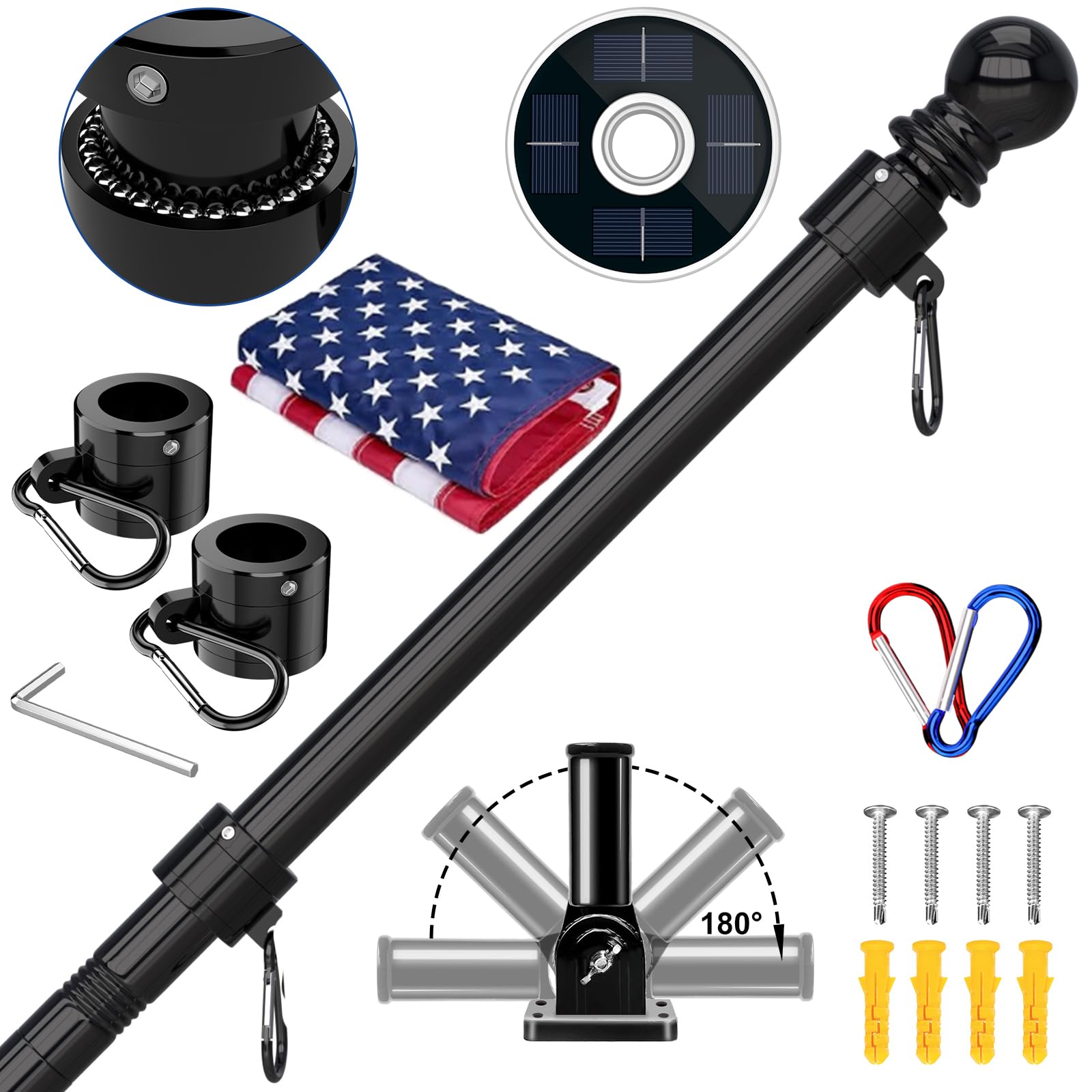 ZMTECH 5FT flag pole kit ready for day display with durable construction.