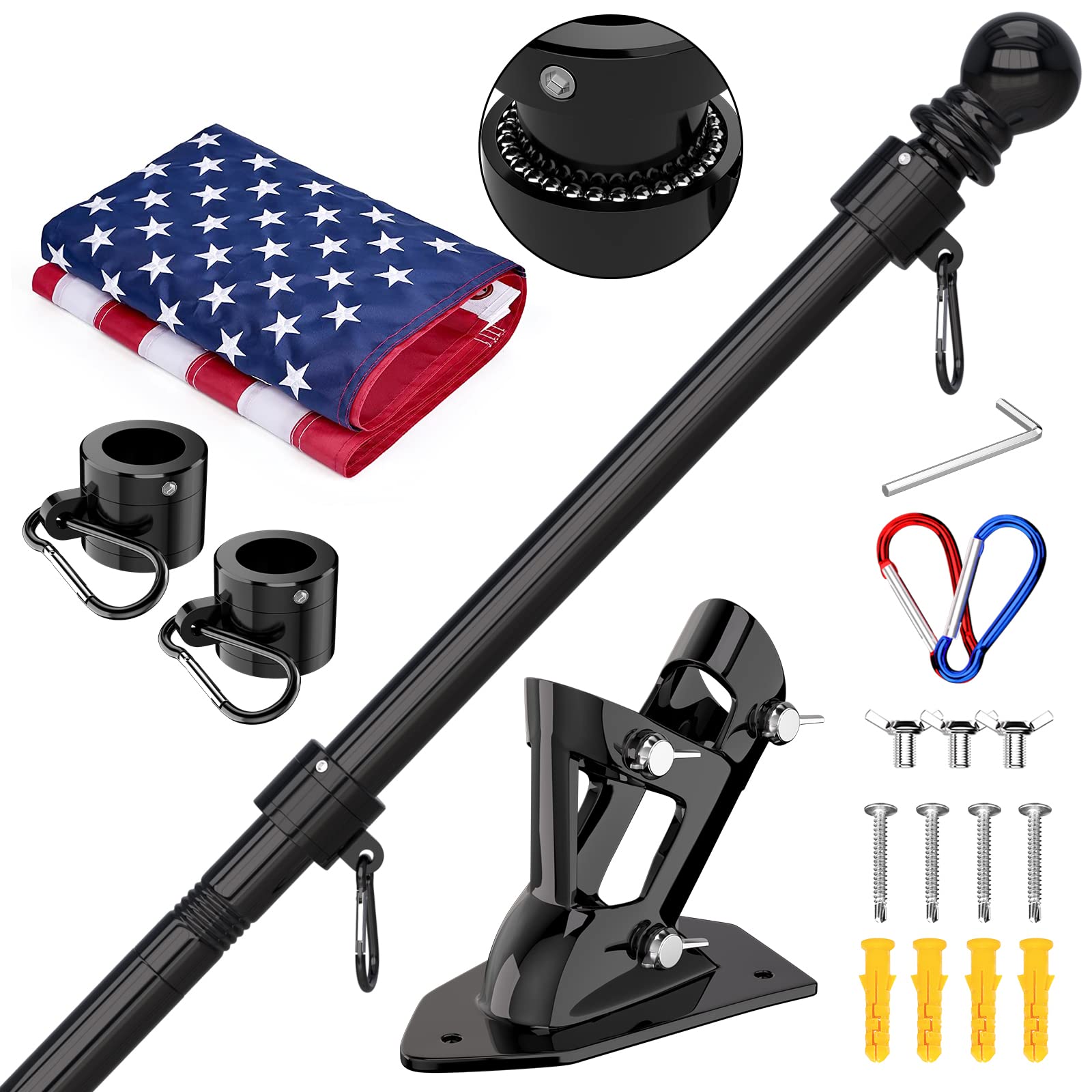 ZMTECH 6ft American flag pole for sturdy outdoor display.