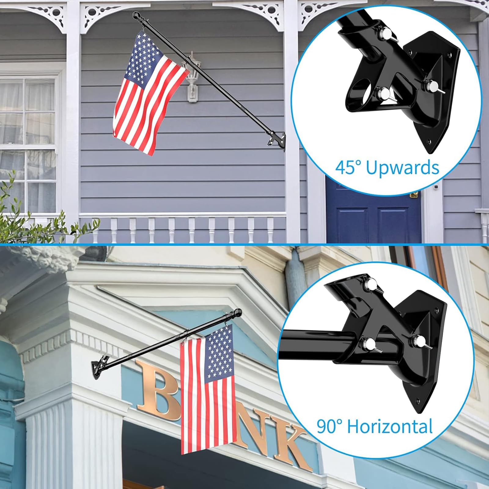 ZMTECH adjustable flag pole spans 1.3 to 6 ft for flexibility.