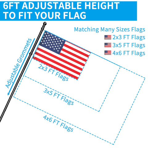 ZMTECH flag pole adjustable length from 1.3ft to 6ft for versatility