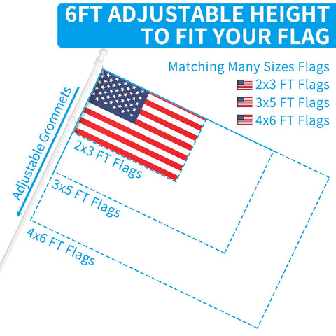 ZMTECH adjustable length lets you set 1.3 to 6 feet to fit flags.