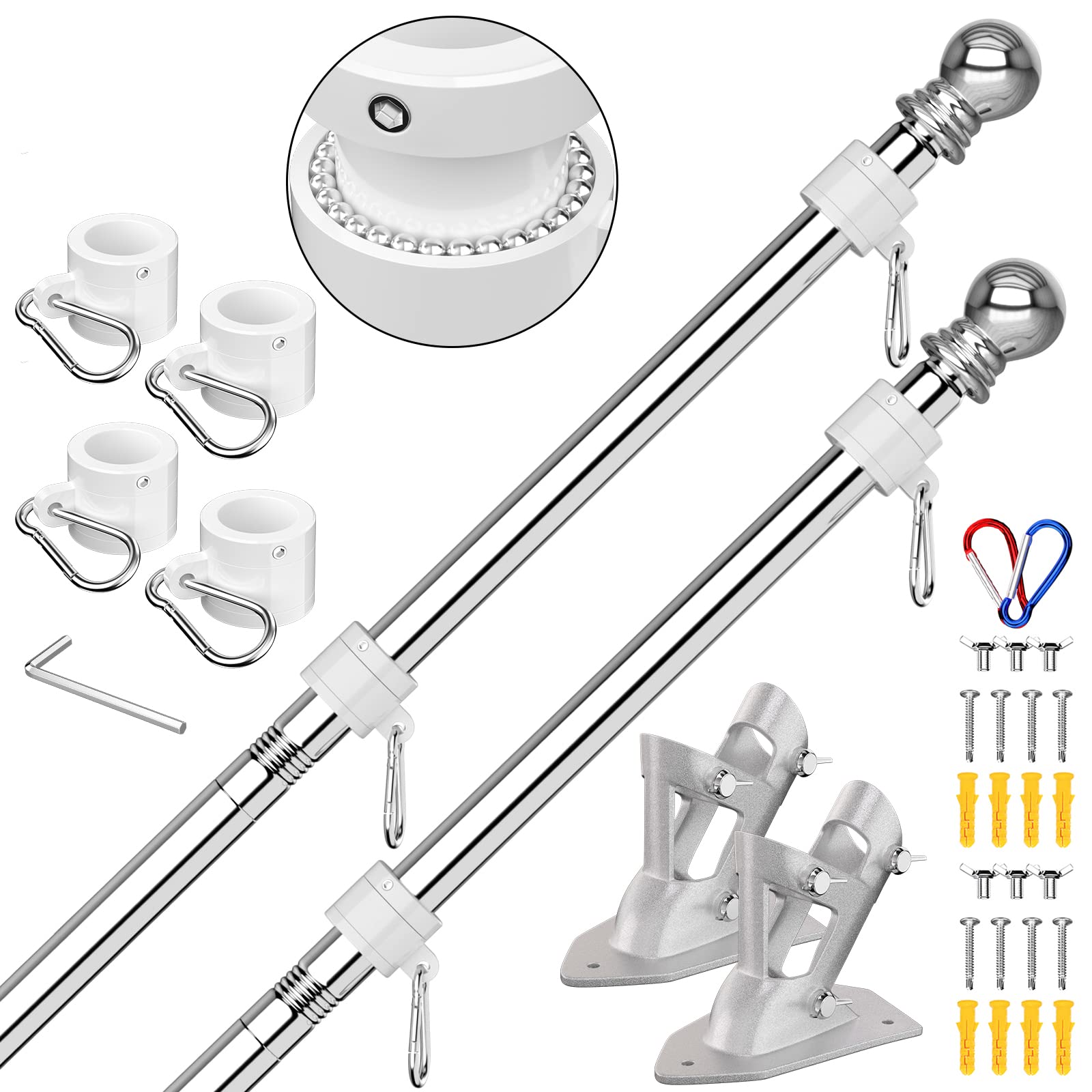 ZMTECH flag pole kit assembly shows quick outdoor setup for flags