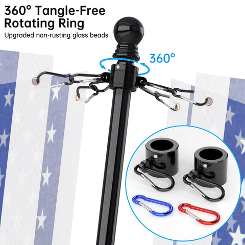 ZMTECH flag pole stainless steel carabiners for secure wind-ready setup