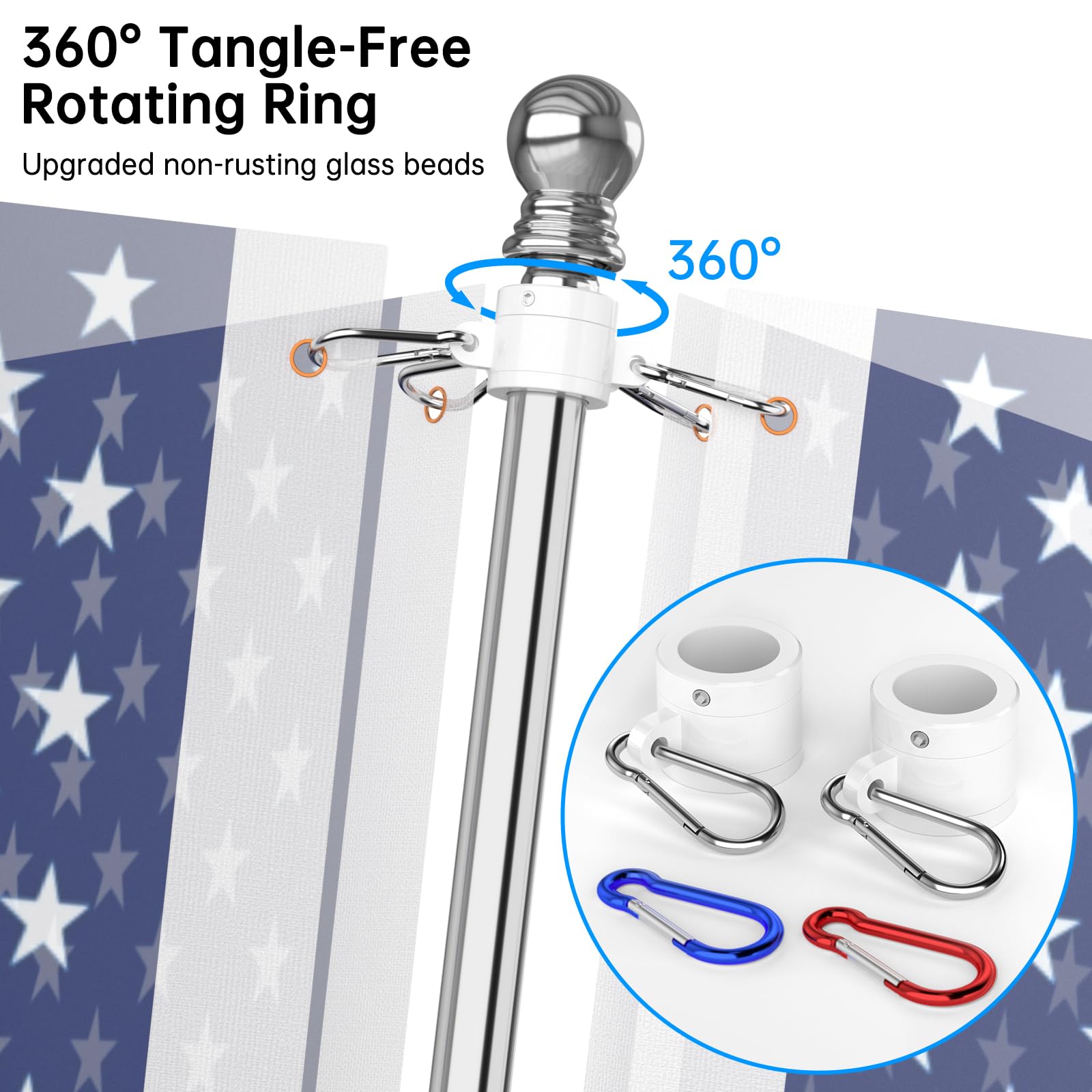 ZMTECH tangle-free rings rotate smoothly to prevent tangling