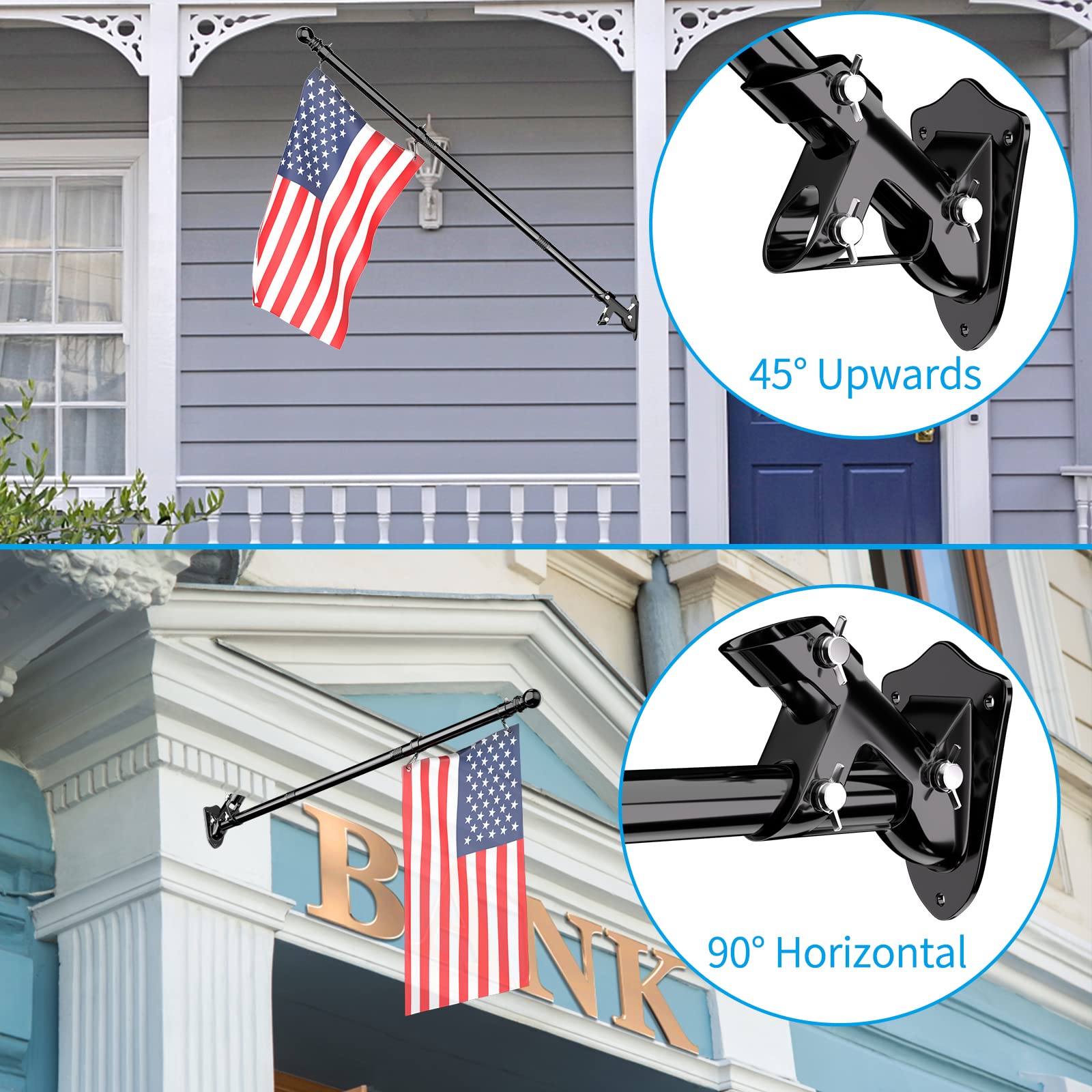 ZMTECH flag pole upgraded bracket with protective bar for stable positioning