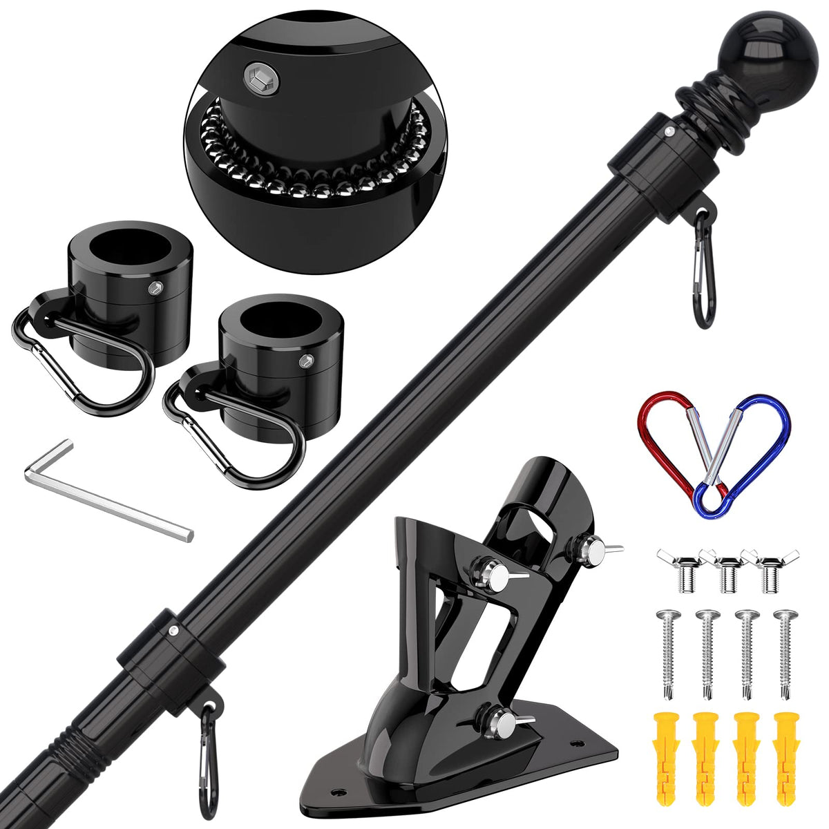ZMTECH flag pole with upgraded bracket for outdoor display and stability.