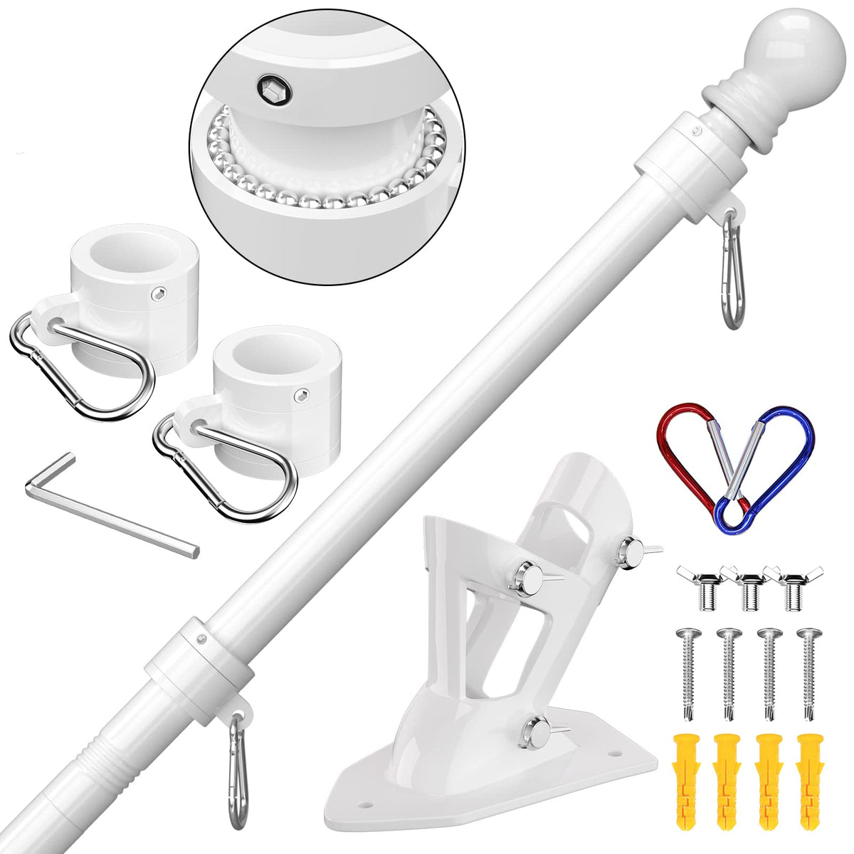 ZMTECH flag pole with upgraded bracket for a stable outdoor mount.