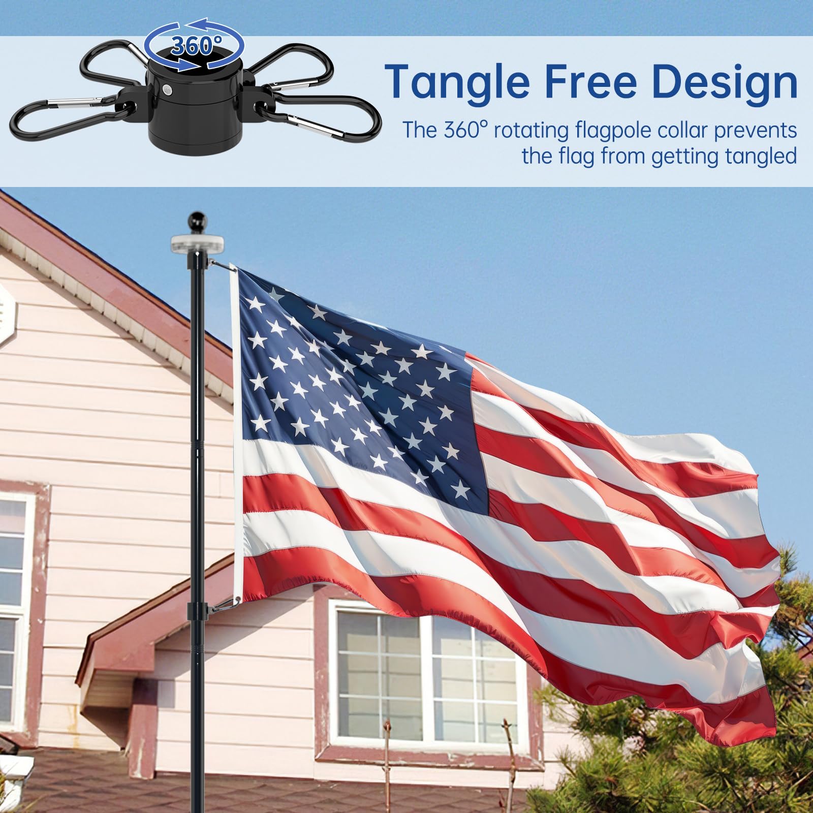 ZMTECH solar light panel powers nighttime visibility on the pole.