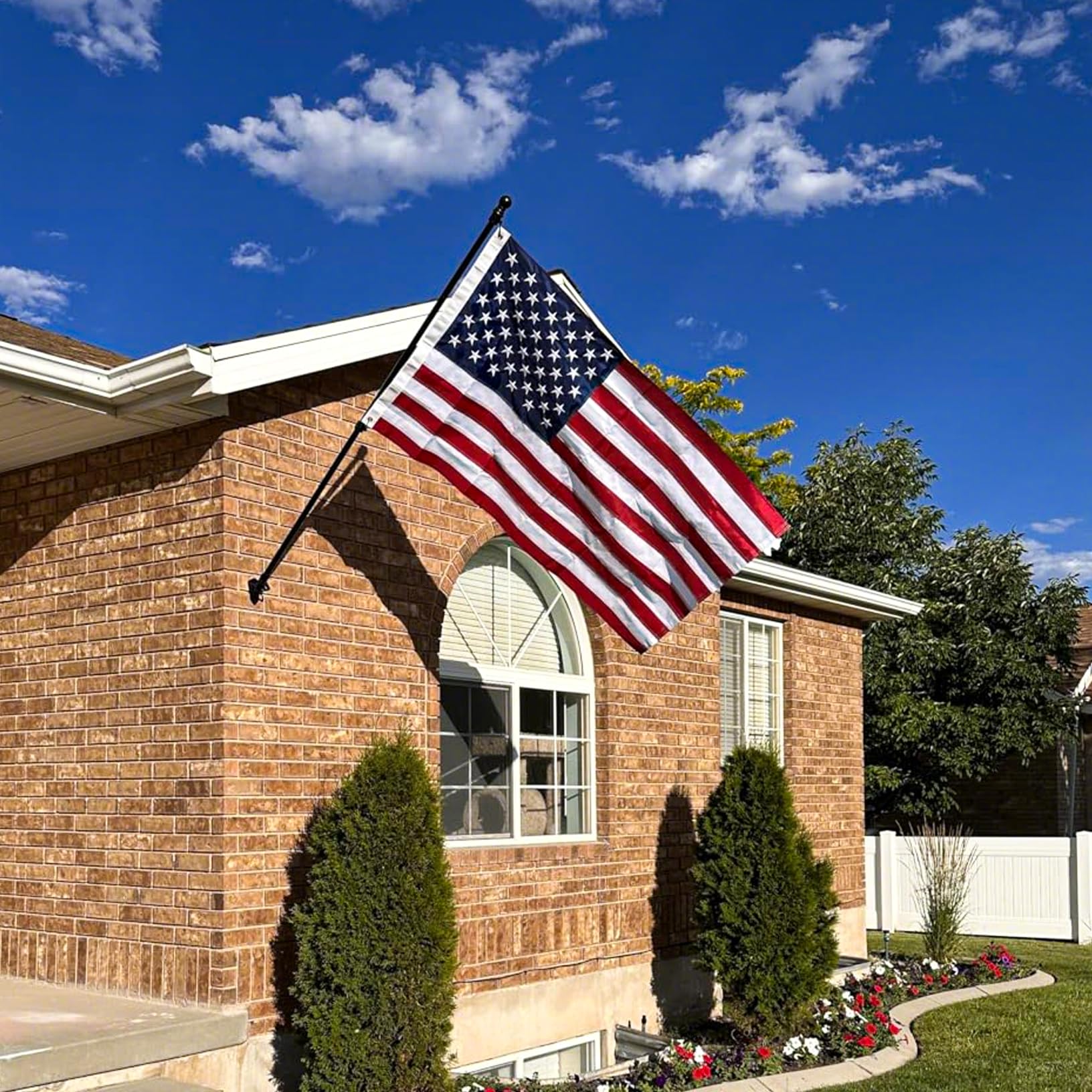 ZMTECH stainless steel flag pole holder resists weathering.