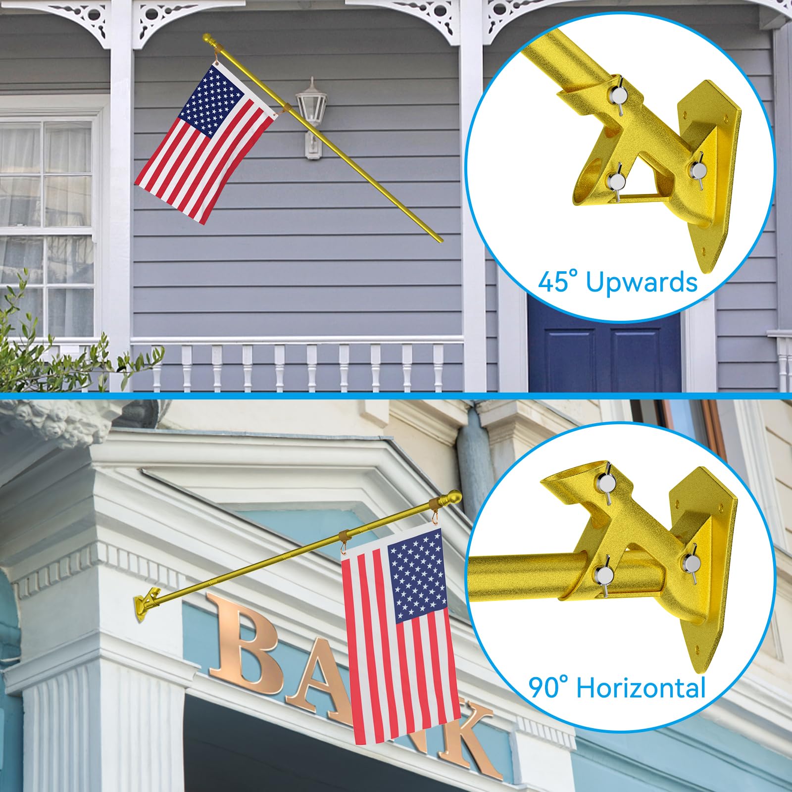 ZMTECH flag pole carabiners included for easier wind-free setup