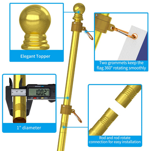 ZMTECH flag pole top ball shown for secure flag attachment