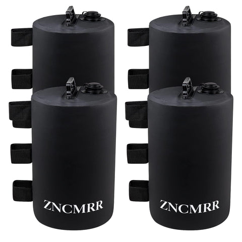 ZNCMRR canopy water weight bags filled to stabilize a gazebo in wind.