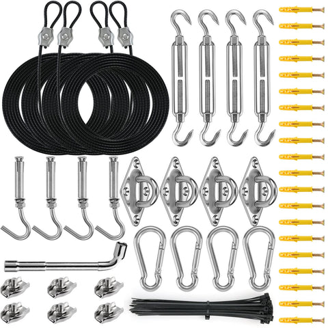 ZNELLY sun shade sail hardware kit front view for quick, versatile patio installations.