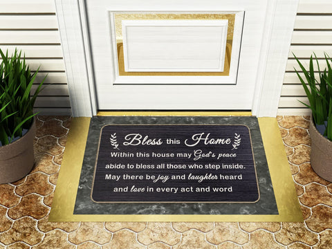 ZNGFON Bless This Home doormat for outdoor entry resists weather and stains