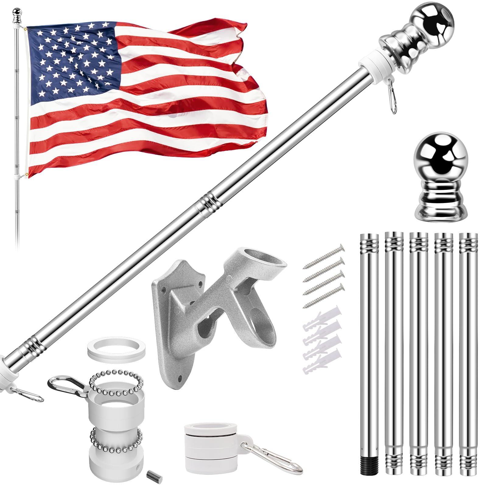 ZNNOPAX 5ft flag pole kit assembly for durable outdoor display
