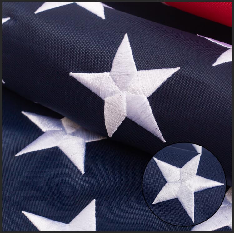 ZNNOPAX American flag with embroidered stars for durable outdoor display.