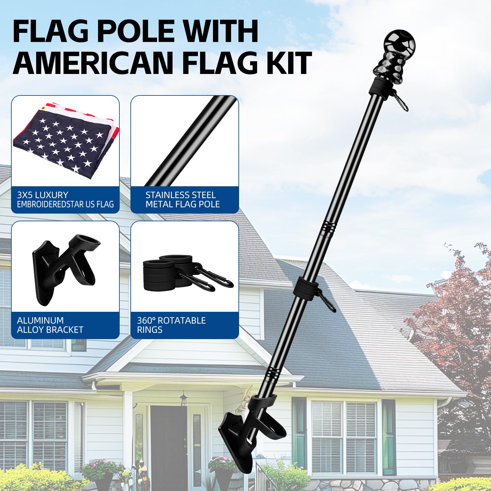 ZNNOPAX rotating rings enable smooth, tangle-free flag waving in wind