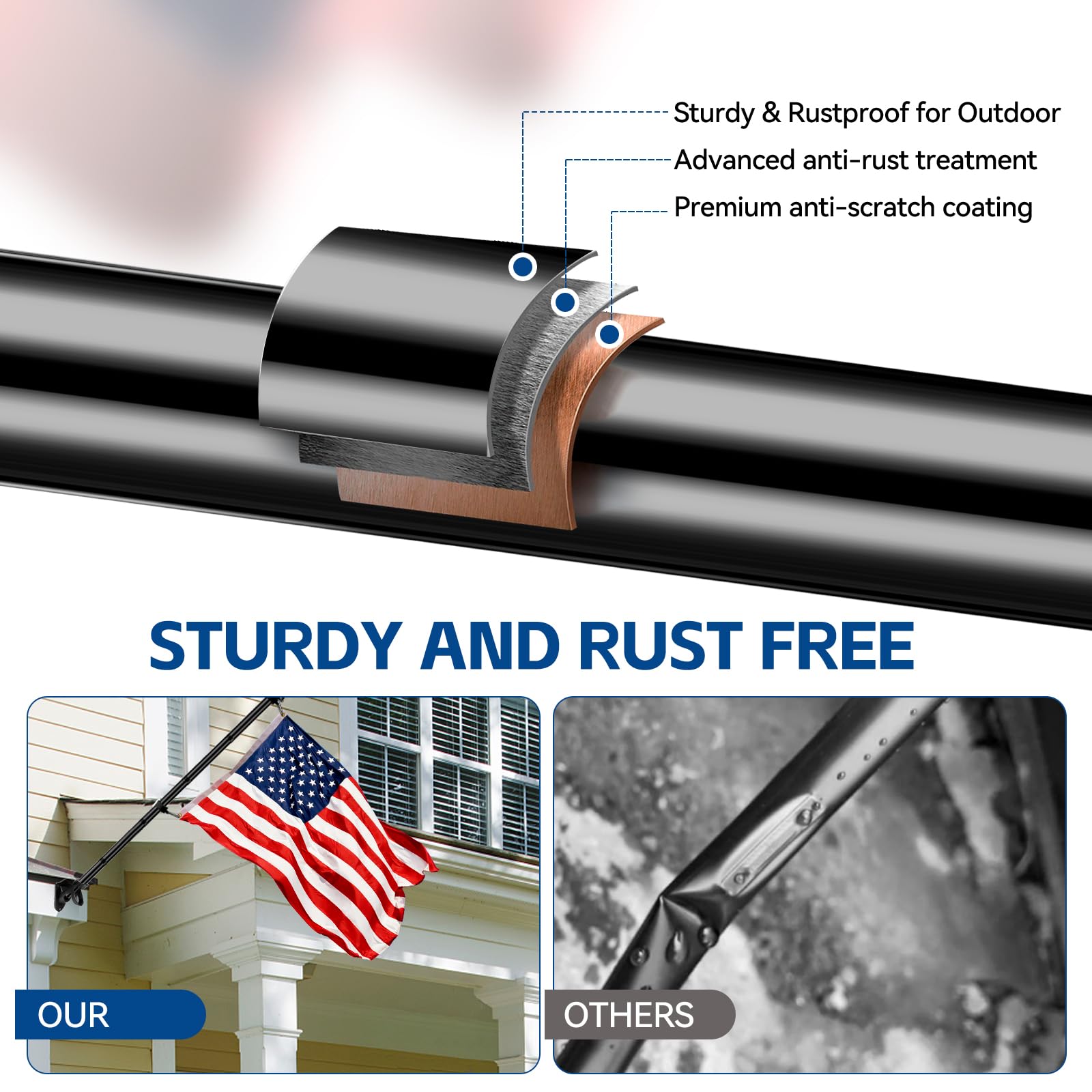 ZNNOPAX stainless steel flag pole resists rust for lasting outdoor use