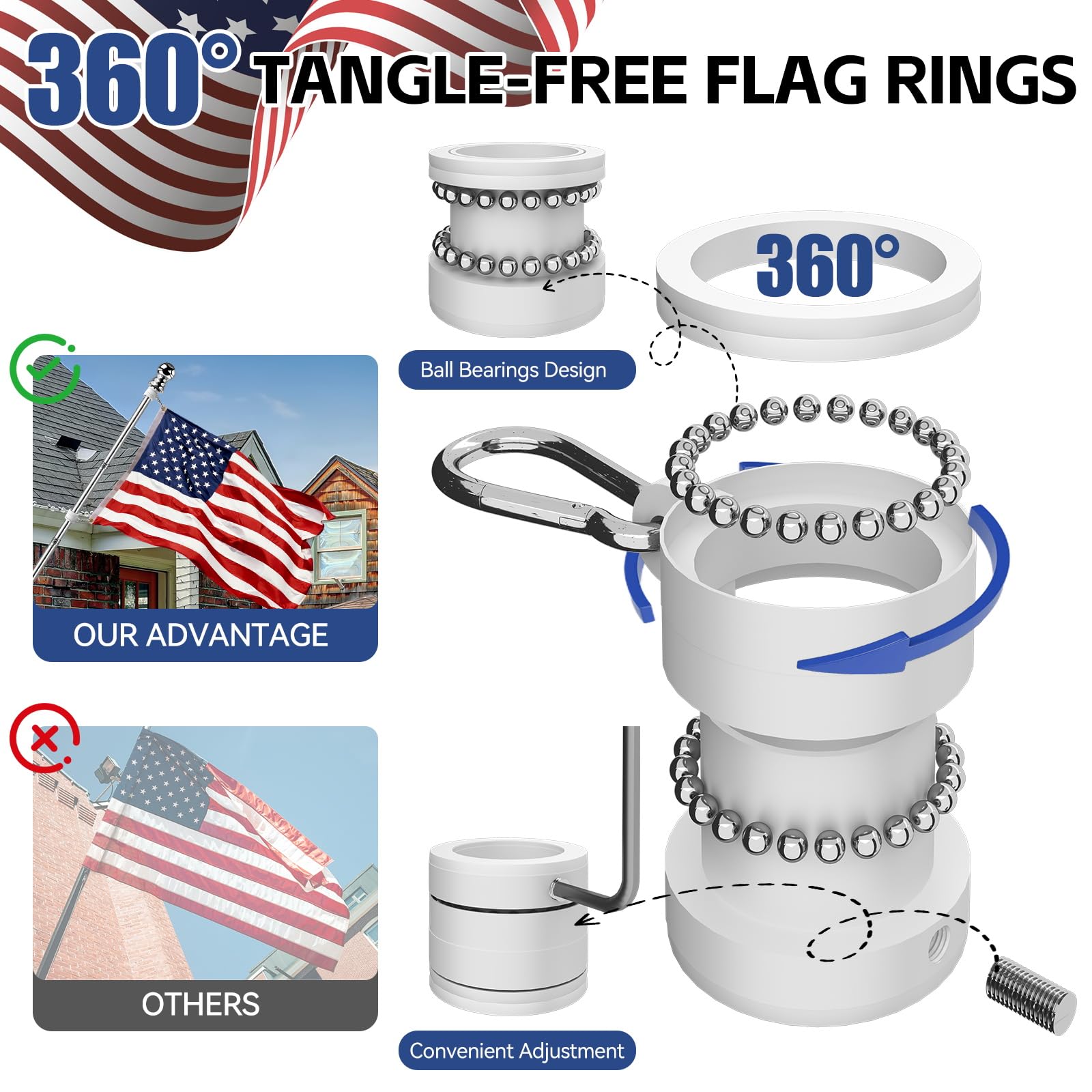 ZNNOPAX stainless steel flagpole offers rust-resistant all-weather resilience