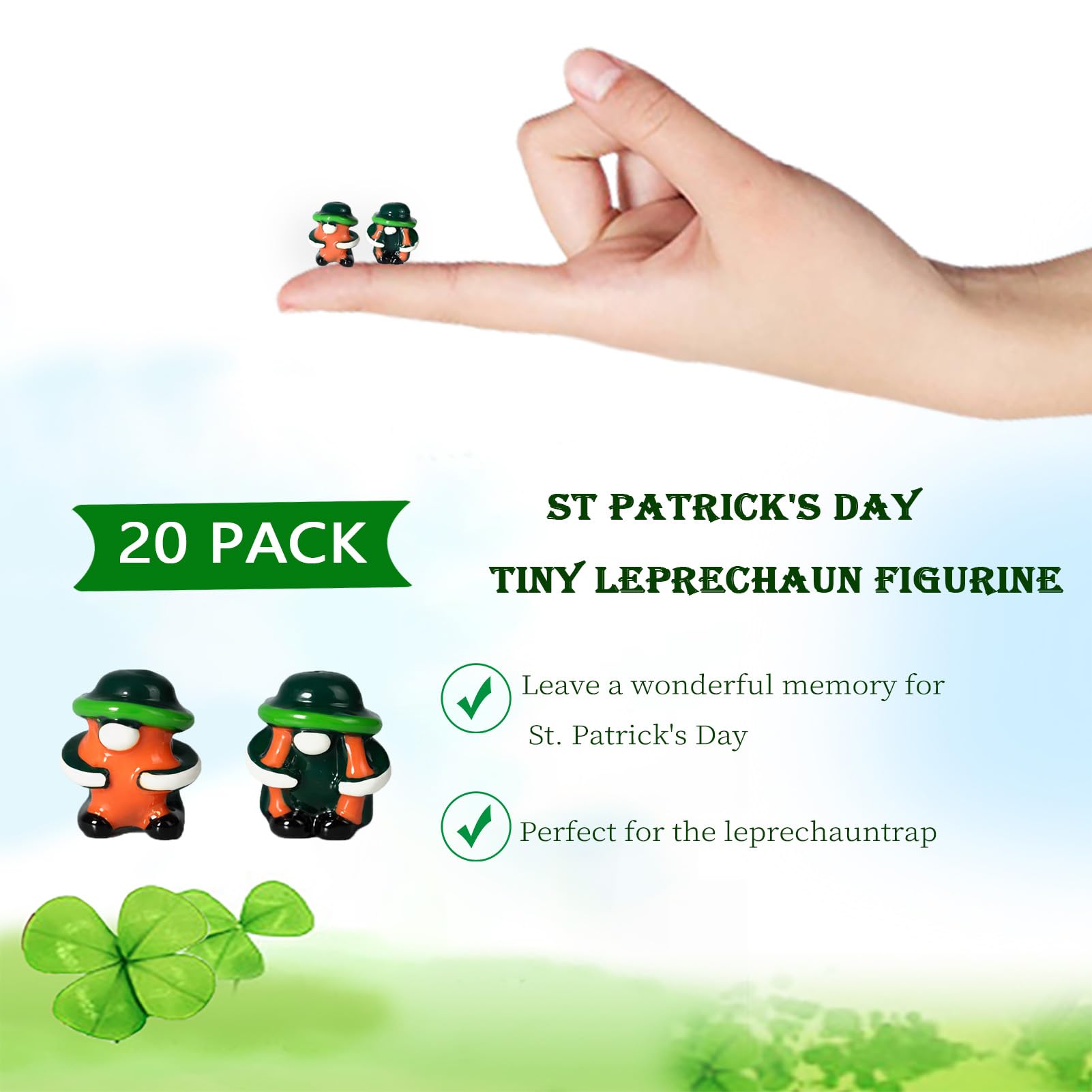 ZNTU tiny leprechaun green orange outfit figurine for desk ornament