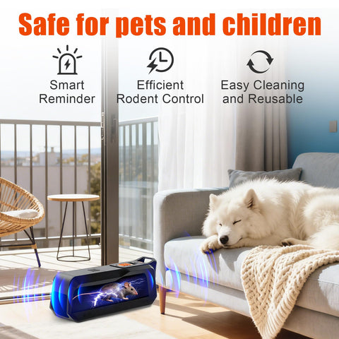 ZNZTO Electric Mouse Trap 2-Pack indoor-use image demonstrates safe kitchen and garage placement