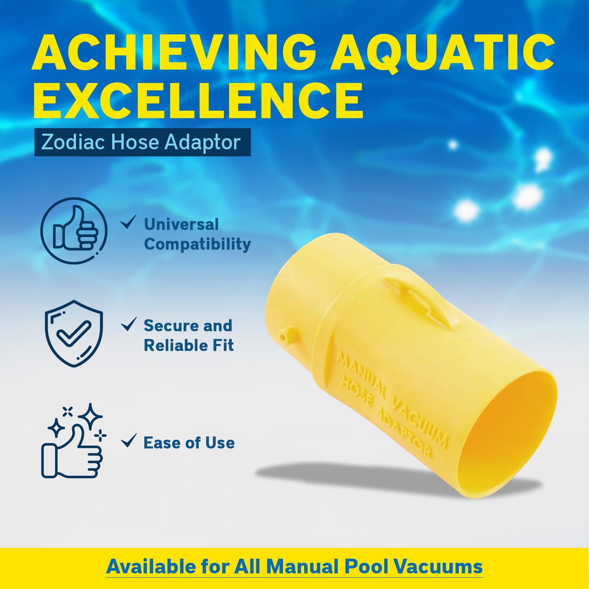 Zodiac vac head adapter compatibility ensures secure fit with standard pool cleaners.