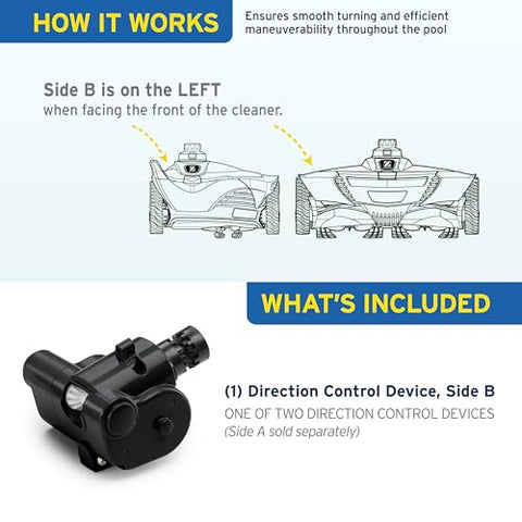 Zodiac MX8 direction device front-angle view showcasing easy-left-side installation.