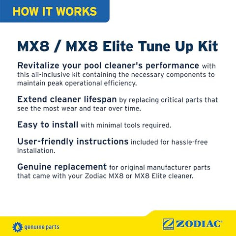 Zodiac MX8 drive shafts and bearings support smooth, reliable cleaning cycles.