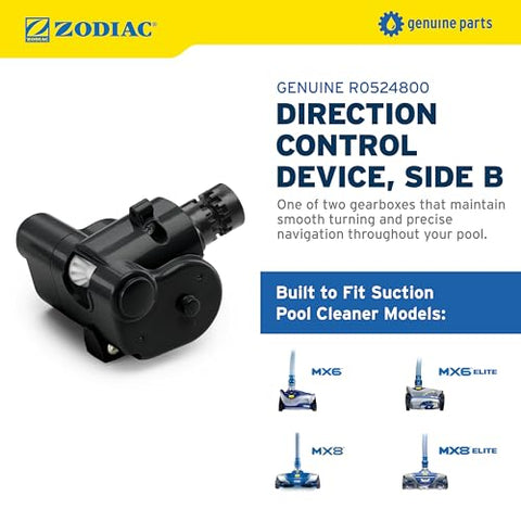 Zodiac MX8 Side B gearbox closeup emphasizing durable construction and long-lasting performance.