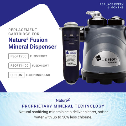 Zodiac Nature2 Fusion system cartridge provides long-lasting mineral sanitation for pools up to 35,000 gallons
