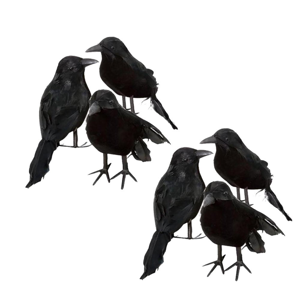 ZODIFEVI Bonarty crow feathered collection perched realism enhances outdoor Halloween ambiance.