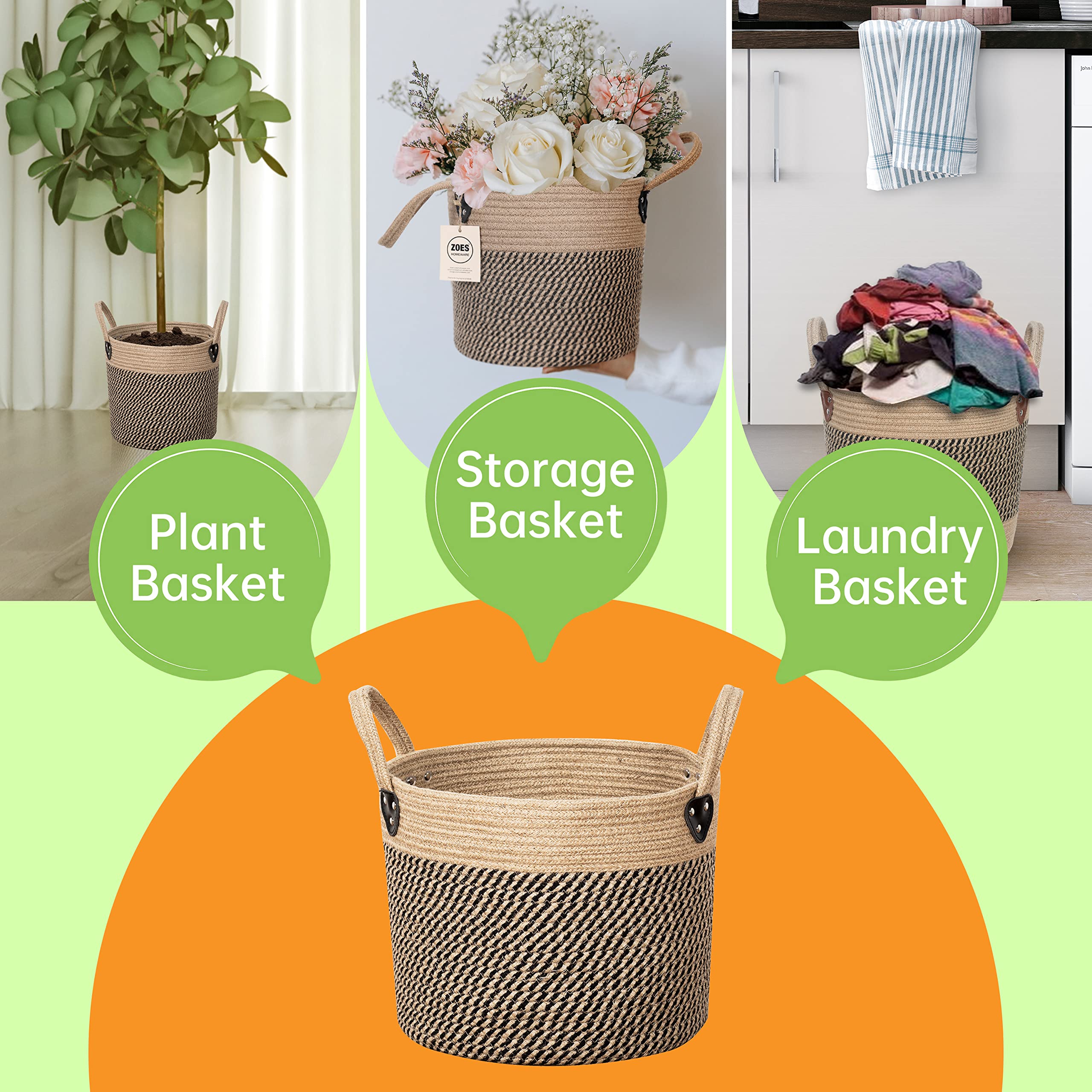 ZOES HOMEWARE boho planter cover enhances indoor greenery with natural texture