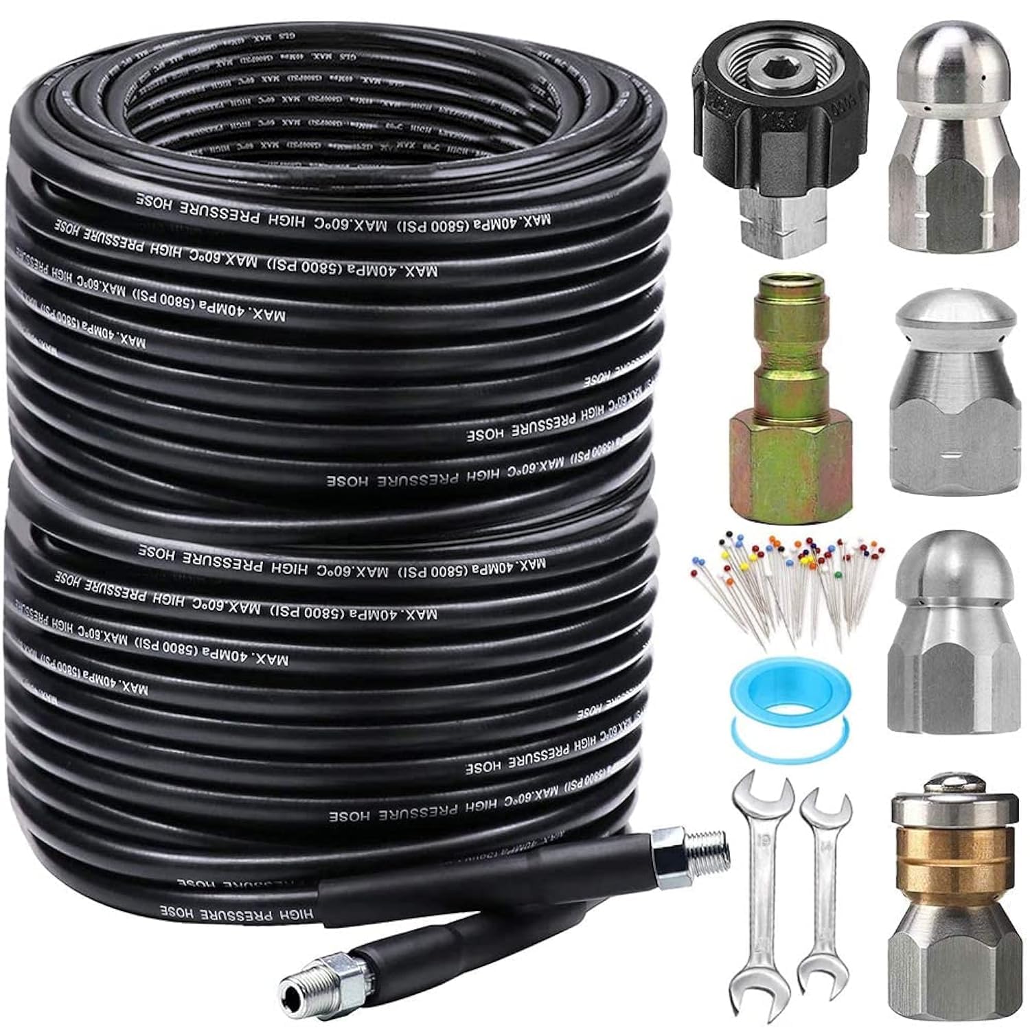 ZOFINE 200ft sewer jetter hose for long reach and power
