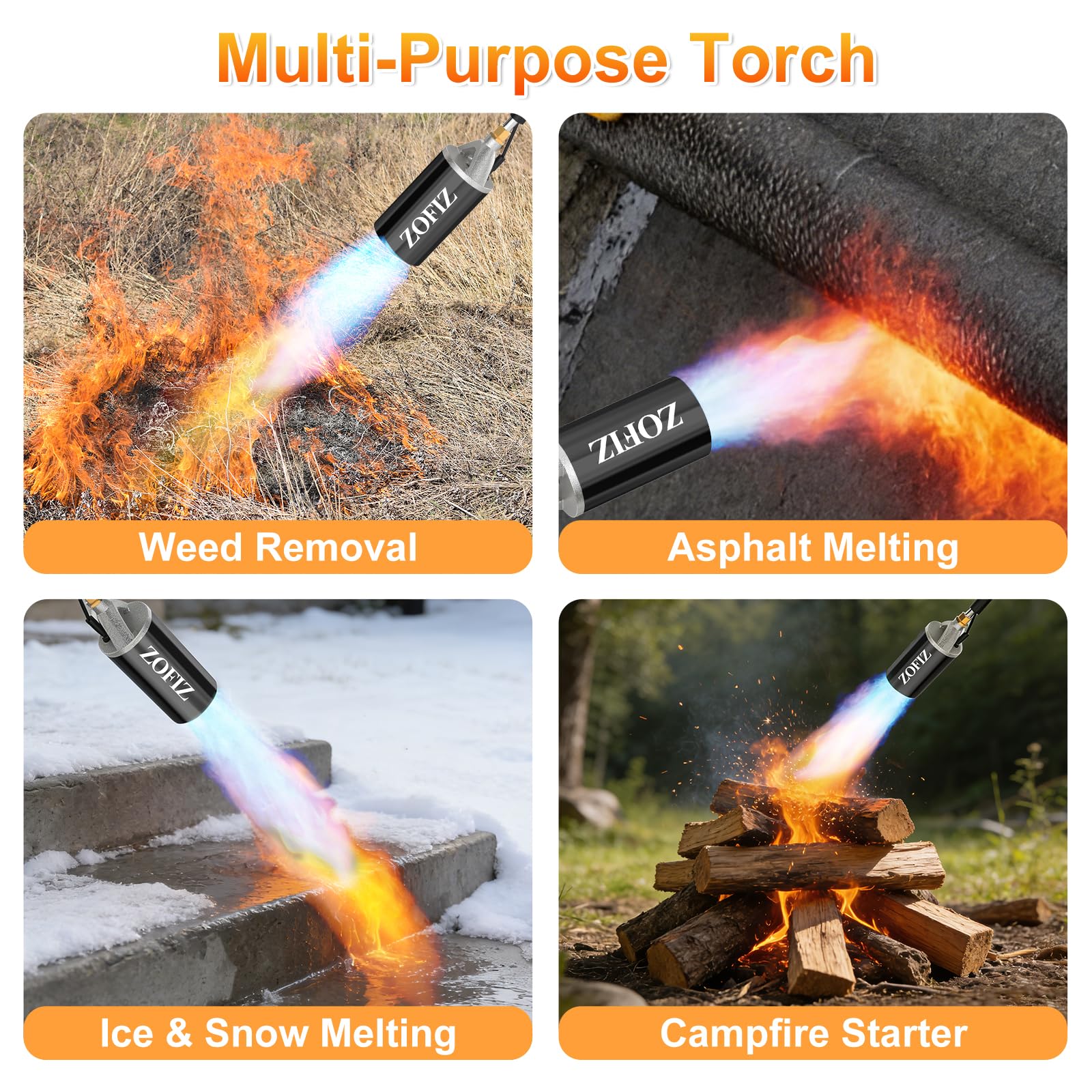 ZOFIZ built-in igniter allows quick, safe flame start with one hand.