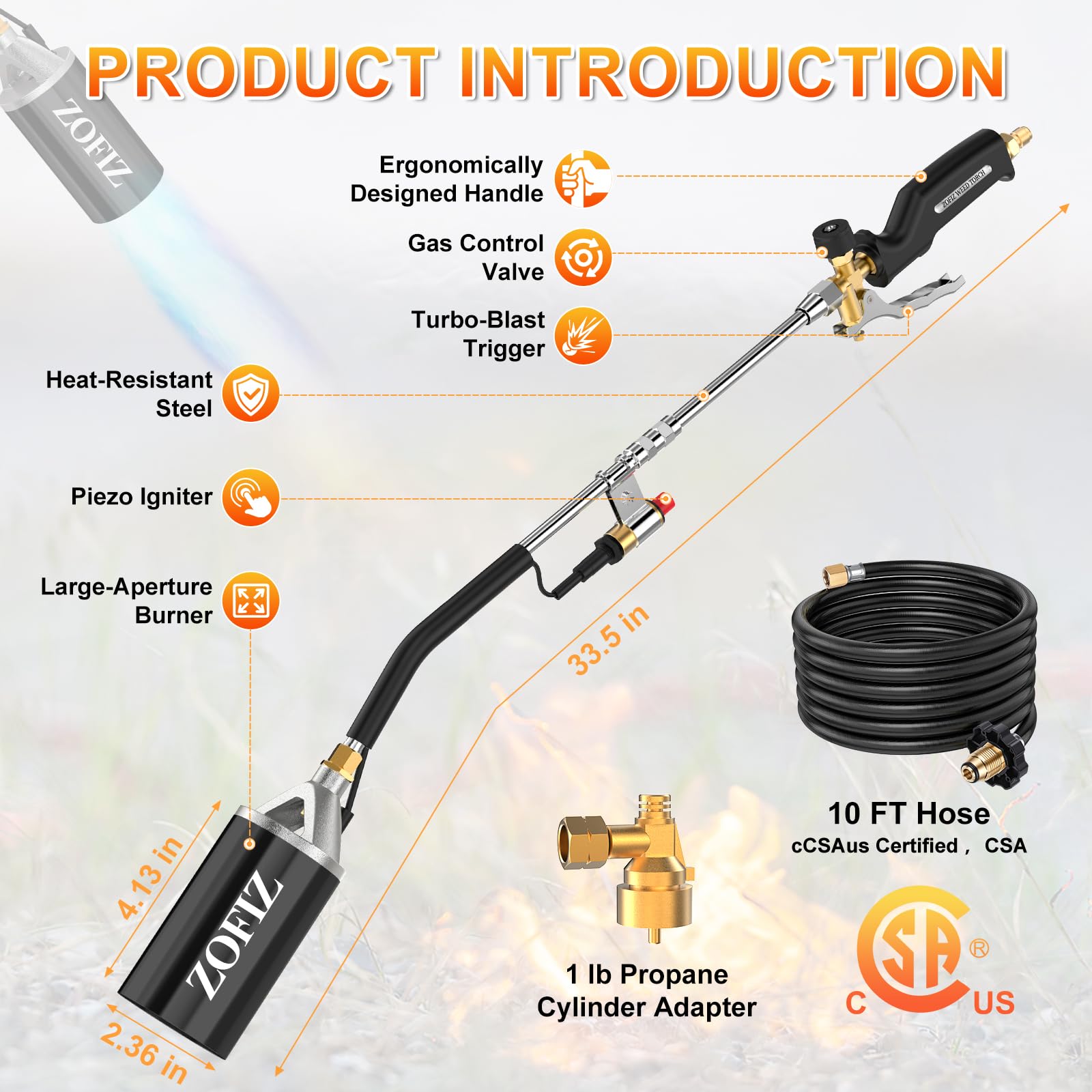ZOFIZ 1lb cylinder converter enables flexible fuel options for the torch.