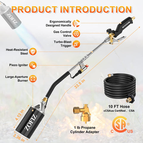ZOFIZ 1lb cylinder converter enables flexible fuel options for the torch.