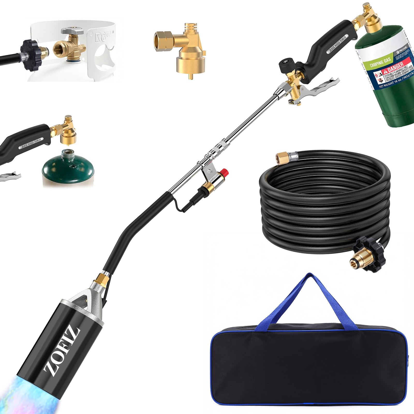ZOFIZ propane torch weed burner 33.5-inch nozzle for fast outdoor weed control.