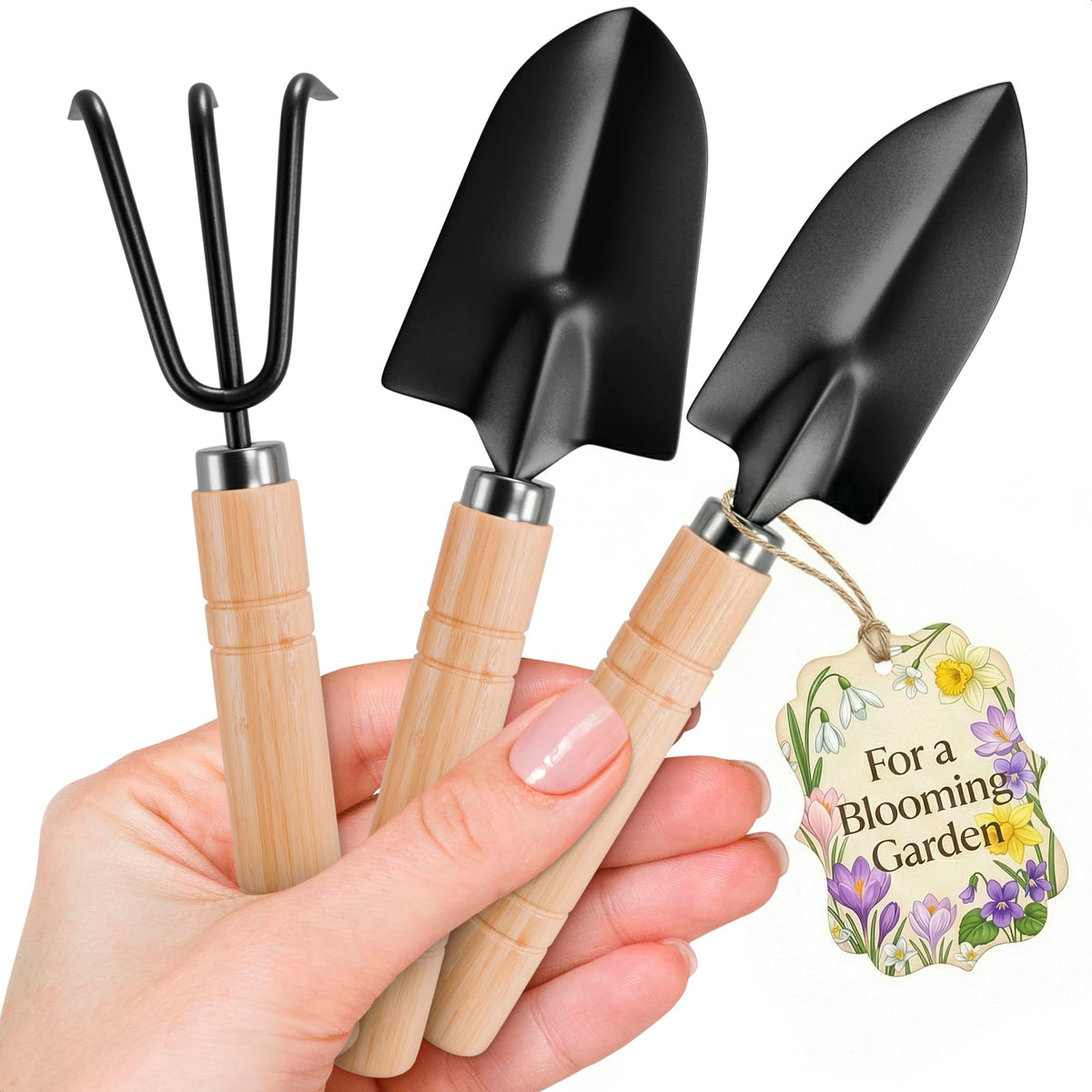 ZOKLU mini shovel for precise planting in pots.
