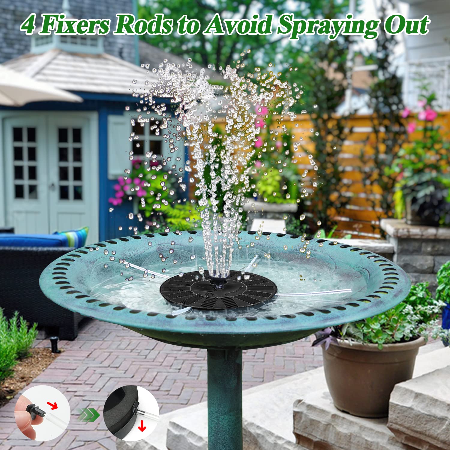 ZOLOCHEL solar fountain uses a self-filtering system to keep water clearer