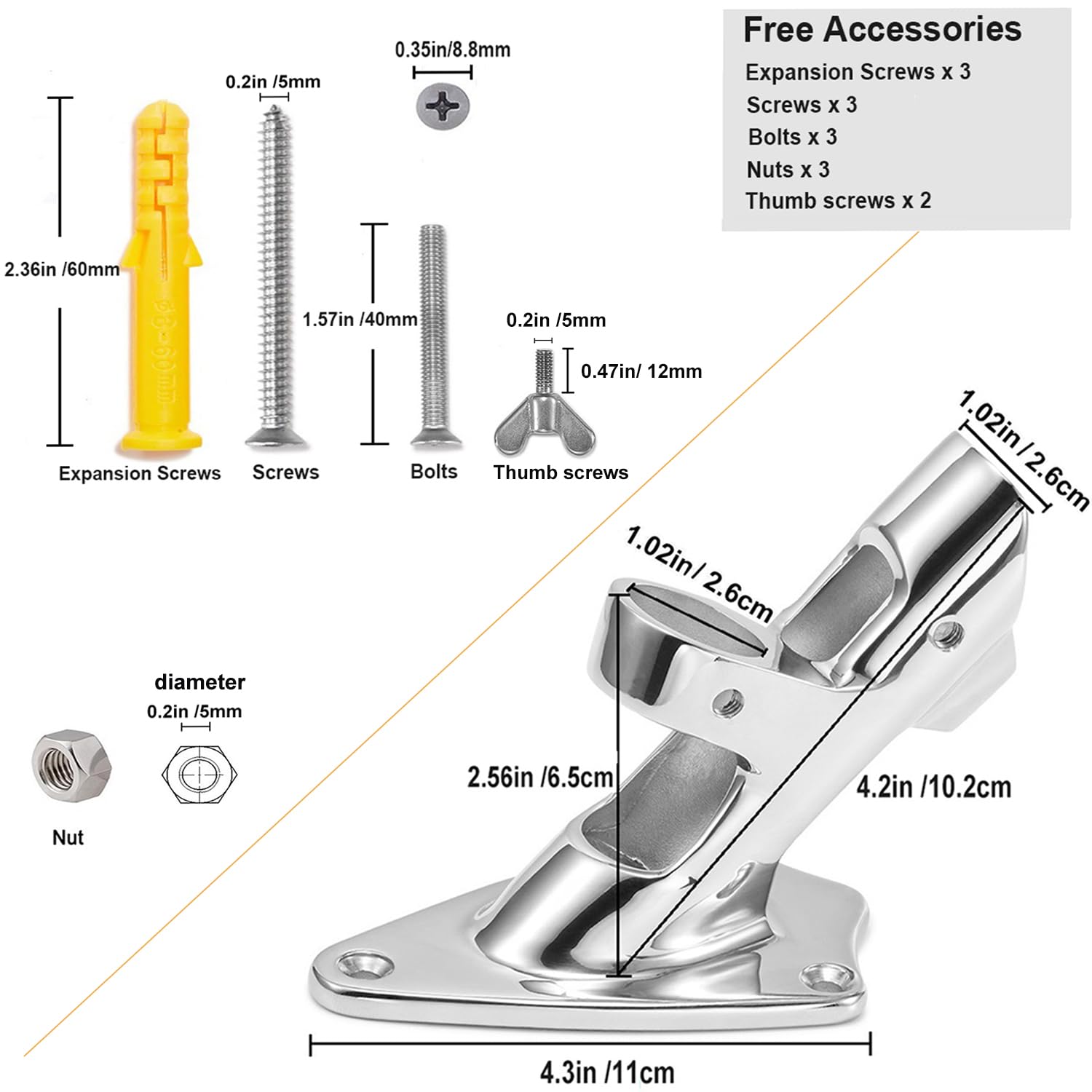 ZOMCHAIN hardware set includes bolts, screws, nuts, and expansion screws.