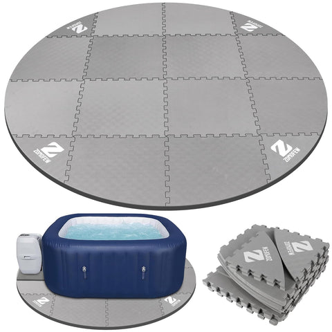ZOMOFEW hot tub mat 77-inch diameter with non-slip EVA foam enhances safety and insulation