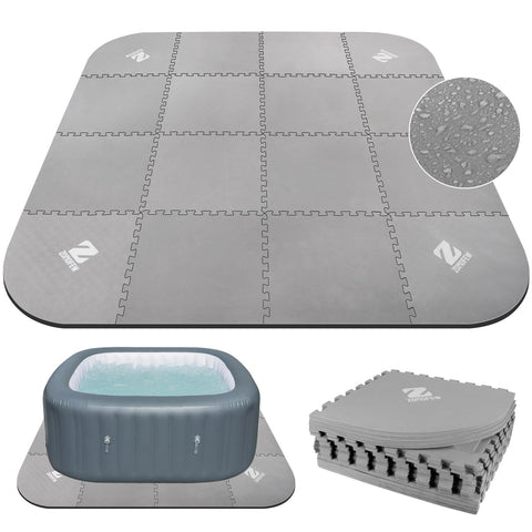 ZOMOFEW hot tub mat 85-inch square protects floors and absorbs spills under outdoor tubs