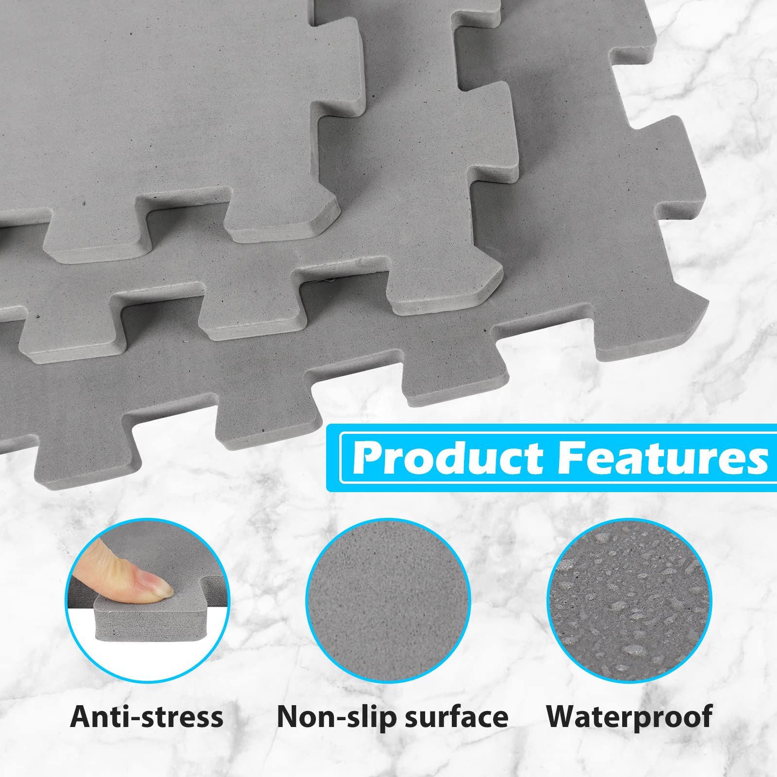 ZOMOFEW square base mat with anti-slip texture around the tub area