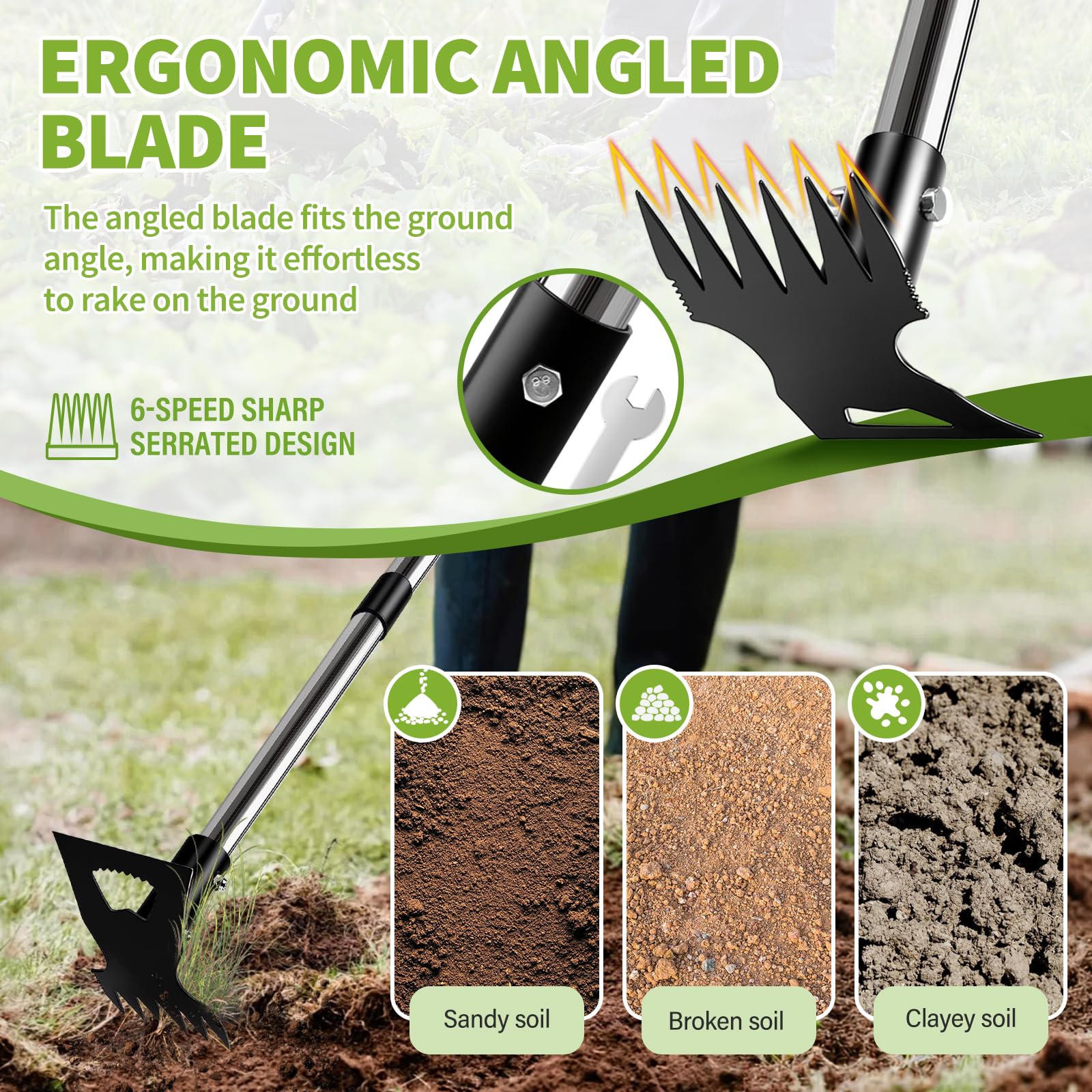 ZONEXCHIC 2-in-1 garden tool ready for weeding and hoeing