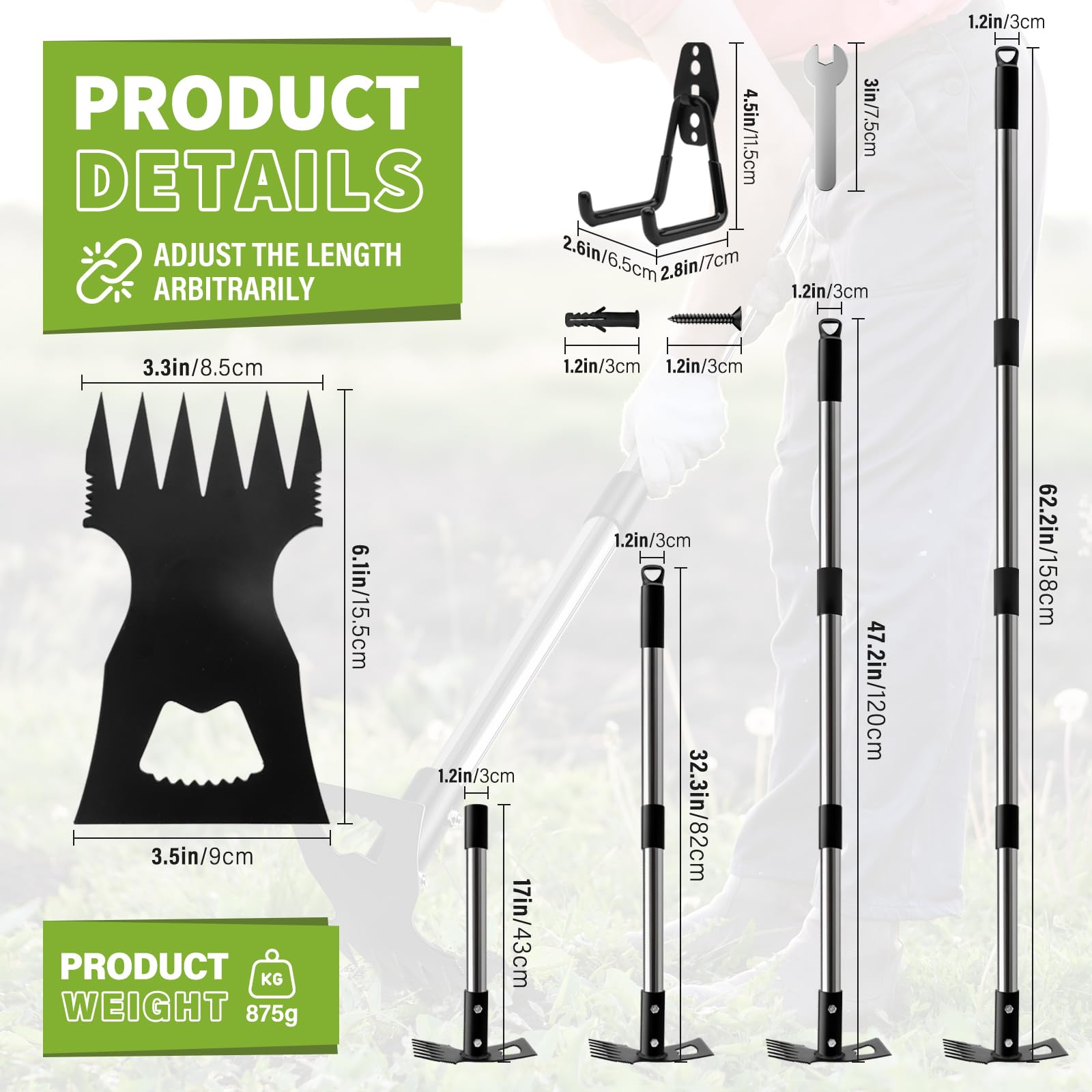 ZONEXCHIC adjustable 62-inch handle for comfortable standing use