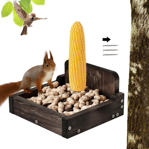 zonhajia squirrel feeder outdoor pine wood weather resistant for patio use