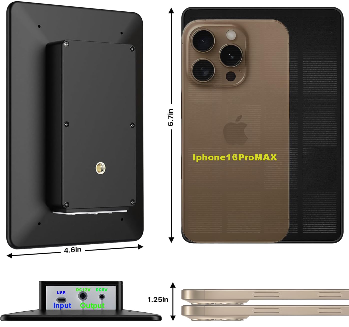 Zonkasion solar panel with 12V/1A connector for trail cameras.