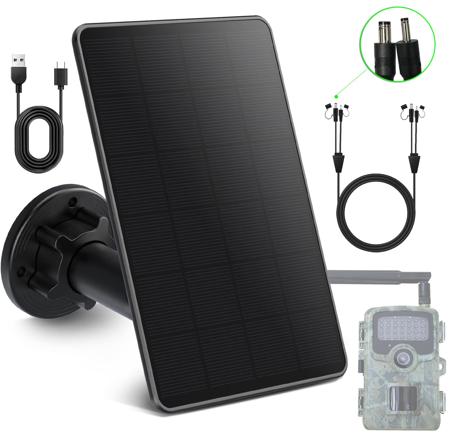 Zonkasion trail camera solar panel mounted outdoors for reliable power.